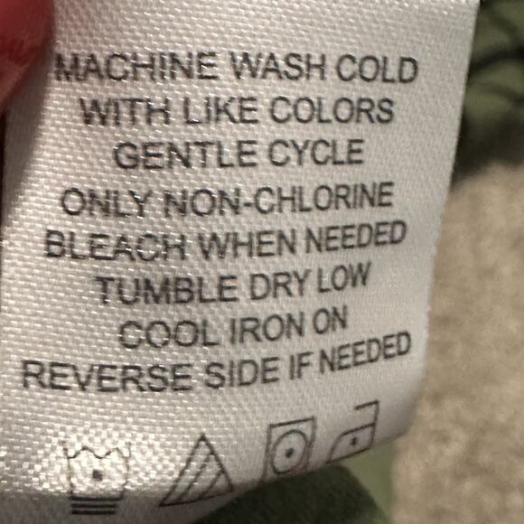 Adrienne Vittadini XL Blouse V-Neck Long Sleeve Ruffle Hem Button Front Green - Picture 9 of 9